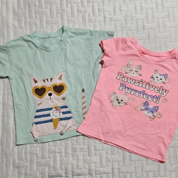 Girl's Cat Tee Bundle size 4 - Picture 1 of 6